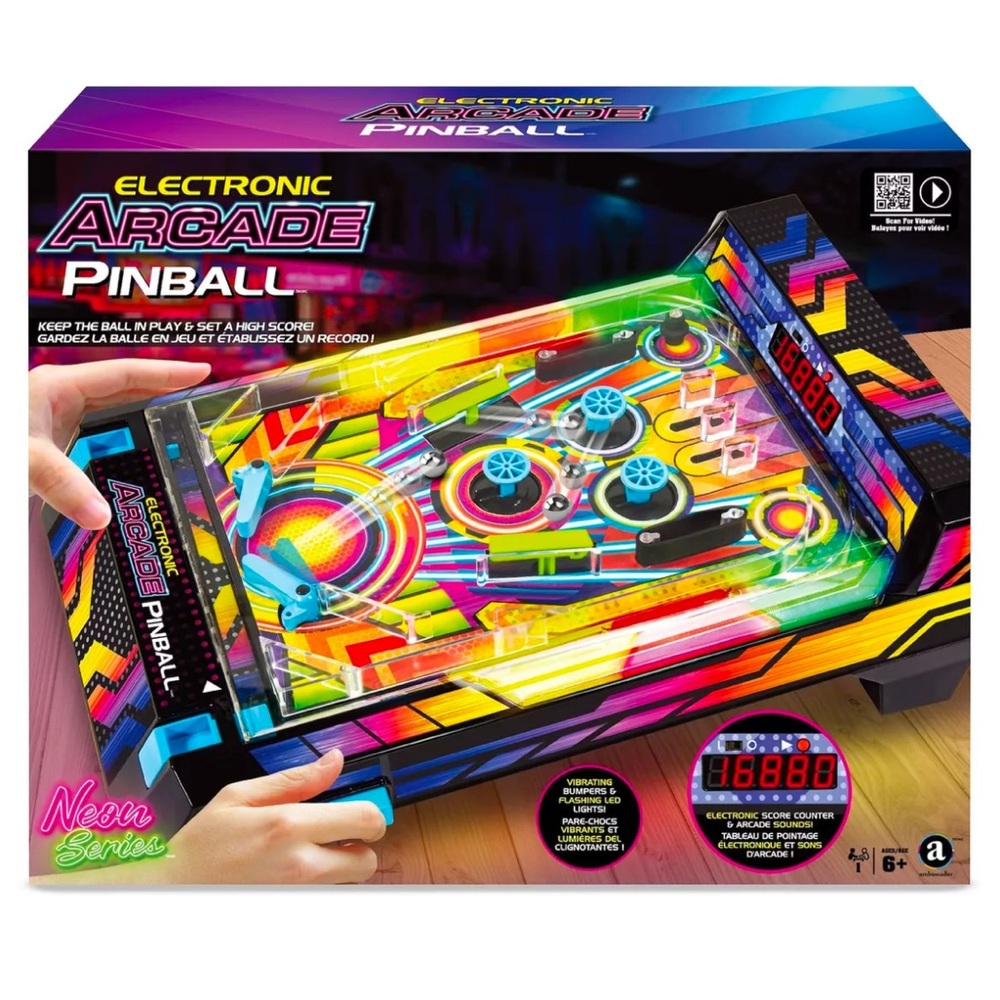 Electronic Arcade Pinball, Vibrating Bumpers and LED Lights, Ages 6+